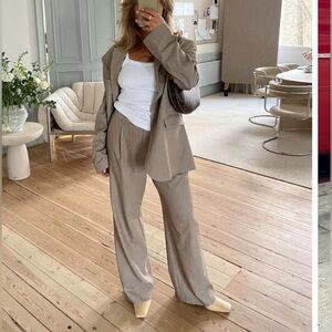 Djerf Avenue Tan Women's Trousers and Blazer Set